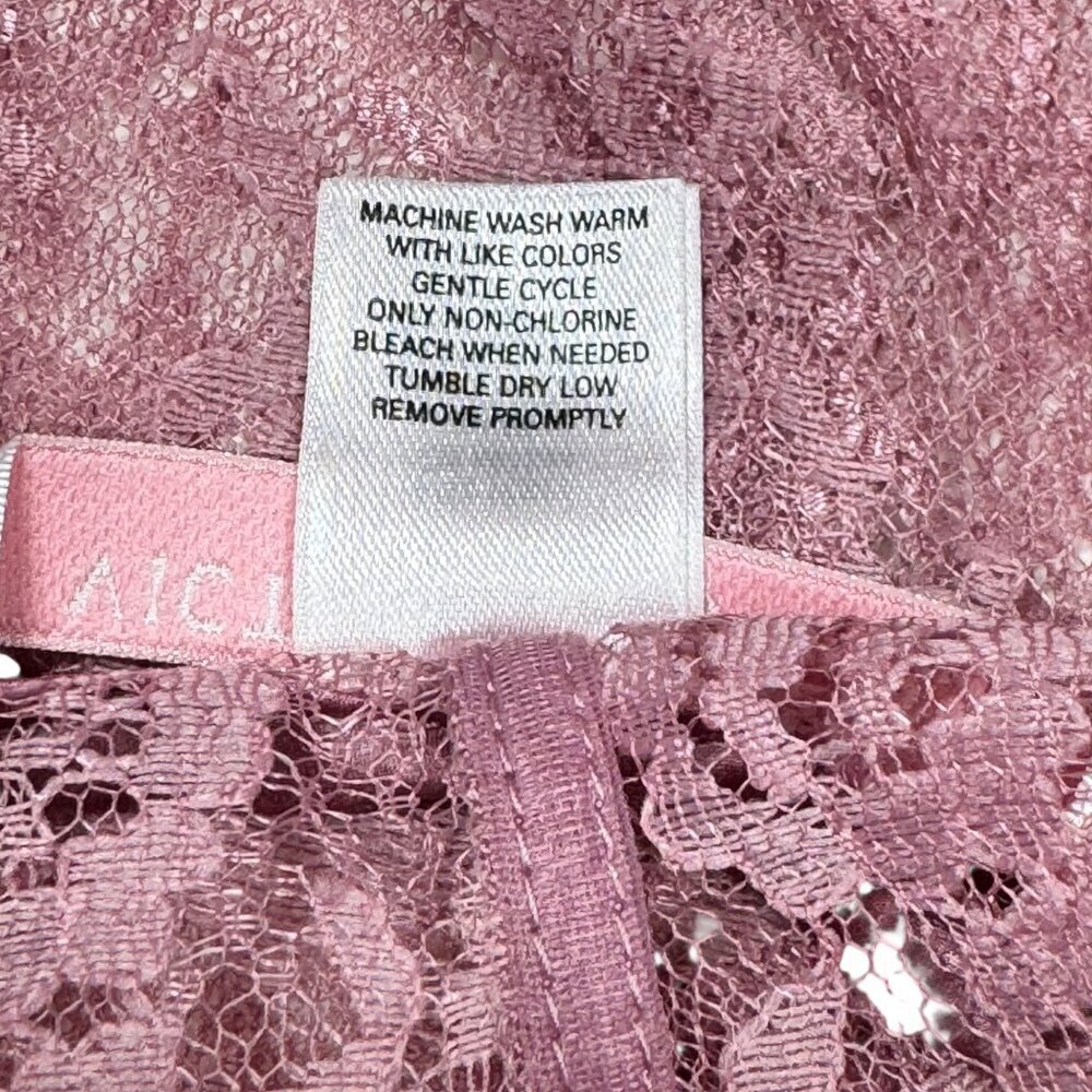 VTG Y2K Victoria's Secret Babydoll Dress Sz.M Pink Floral Lace Sheer Coquette - Picture 8 of 10
